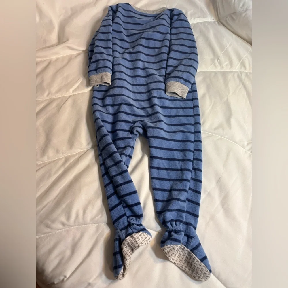 Carter's 24 months Gray and Blue Baby sleeper pajamas with yellow truck- footie